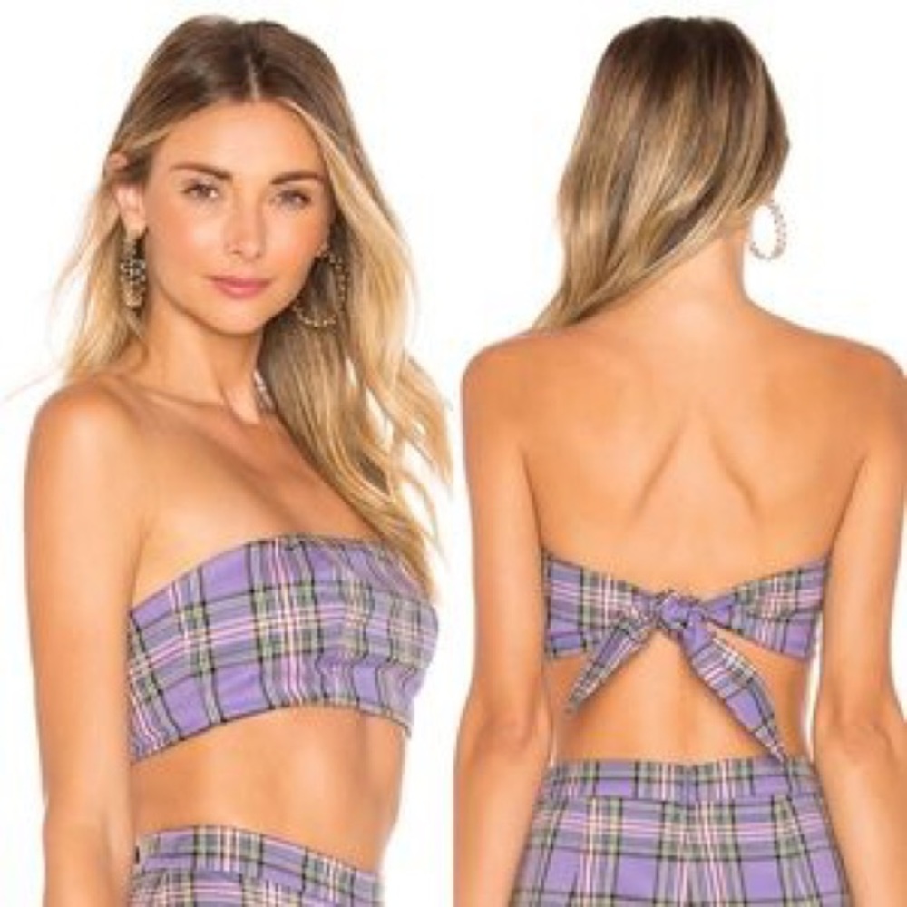 Majorelle Serrano Purple Plaid Back Tie Top